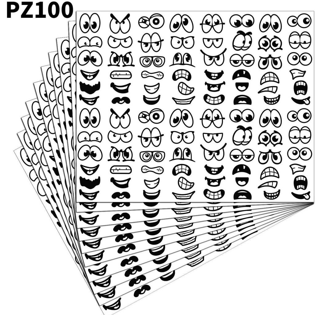 Funny Cartoon Face Stickers for Kids 10 Sheets/Pack Creative Decorative Stickers for Book, Laptop, Water Bottle, Notebook