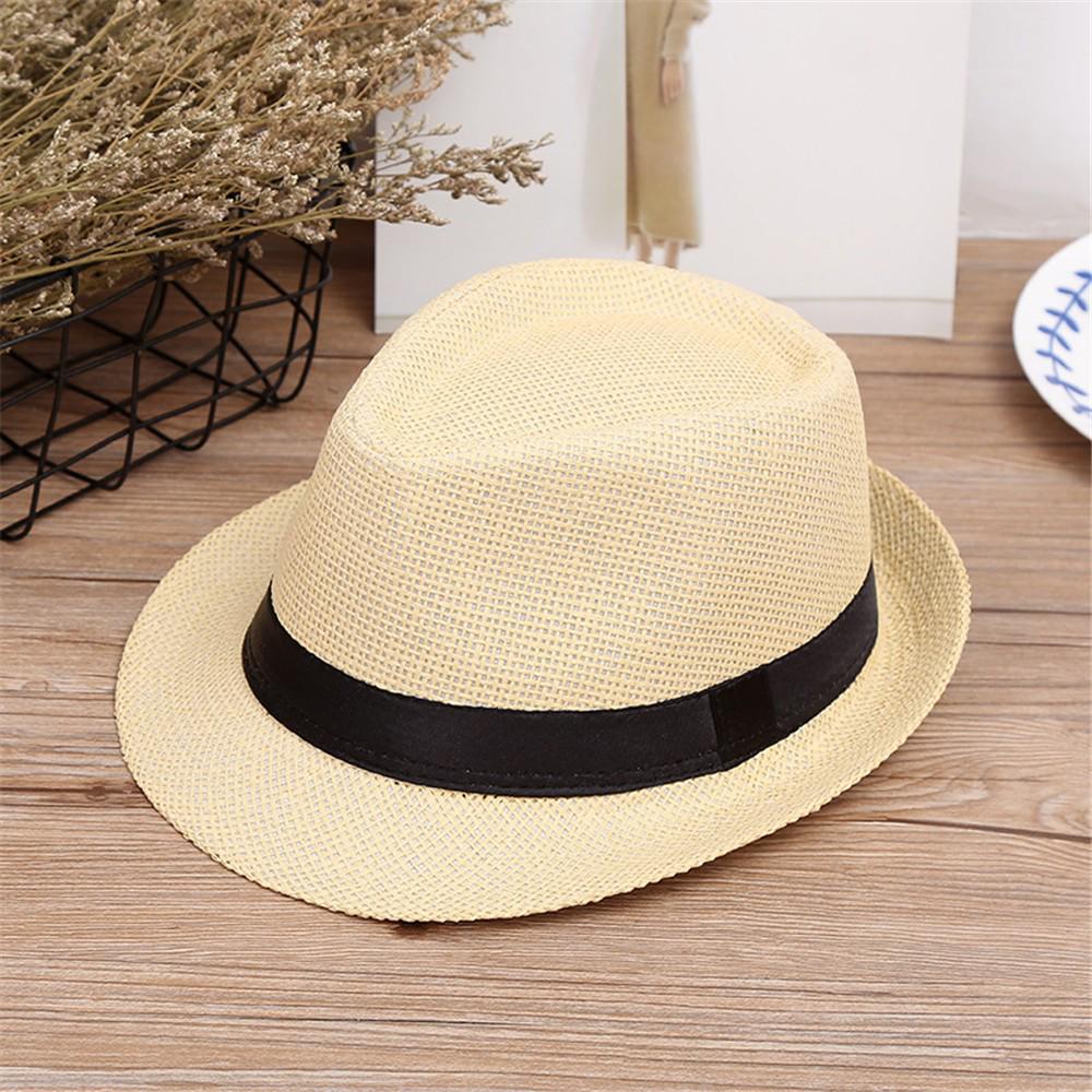 Children Kids Summer Beach Straw Hat Jazz Panama Breathable Hat Large Brim Outdoor Breathable Hats Girls Boy Sunhat