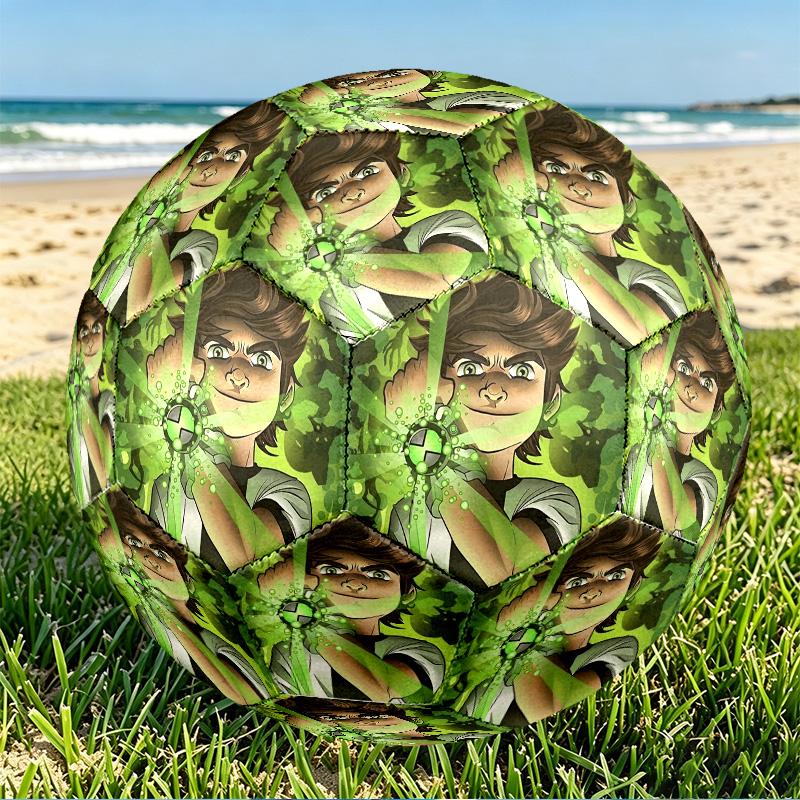 Ben 10 Cartoon Print Size 5 Soccer Ball, PU Wear Resistant Football for Match Training and Daily Practice, Birthday Gift for Soccer Fans