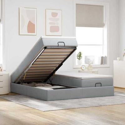 Maison Exclusive - Cadre De Lit Ottoman Et Matelas Gris Clair 160x200cm Tissu