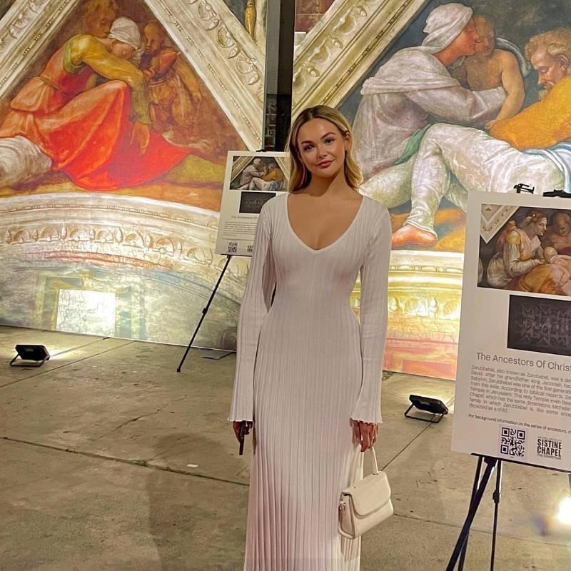 Elegant Solid Ribbed Knitted Maxi Dress Women Slim Casual Waistband Round Neck Long Sleeve Lace Up A-line Dresses 2023 Autumn Lady Streetwear Robe