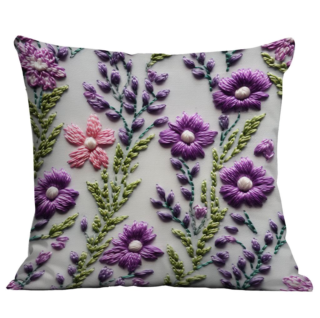 New Imitation Embroidered Floral Pillowcase Short Velvet Double-sided Printed Home Sofa Cushion Pillowcase