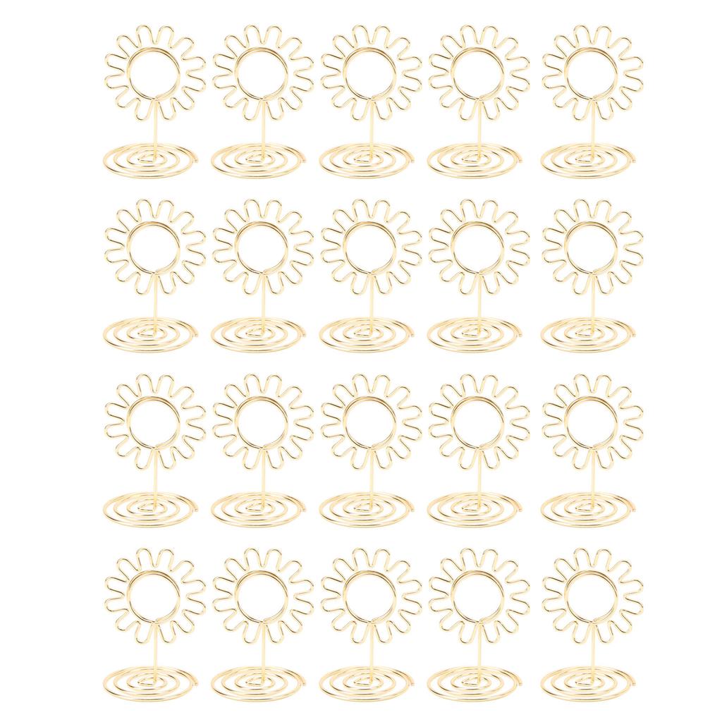 20PCS Wire Table Picture Photo Holder Gold Plated Surface Reusable Table Card Holder for Wedding