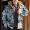 Men's Retro Print Jacket Men's Spring And  Casual Trend Zipper Hooded Jacket