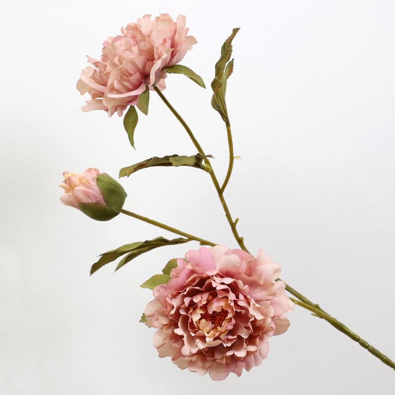 3 First Autumn Peach Peony Simulation Flower Wedding Home Living Room Decoration Fake Flower Simulation Plant Wall Flower Wall