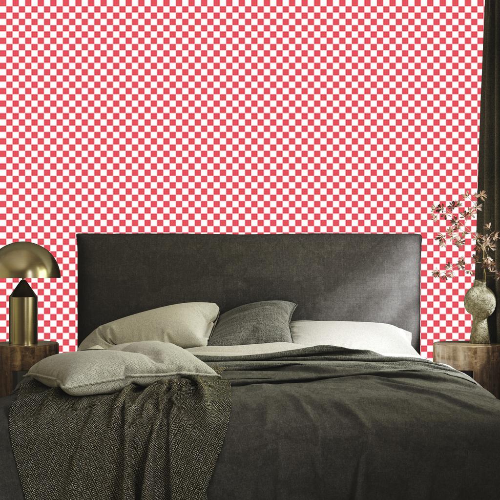 Checkerboard Wallpaper Coral, Soft Forms for Living Room and Bedroom 50x1000