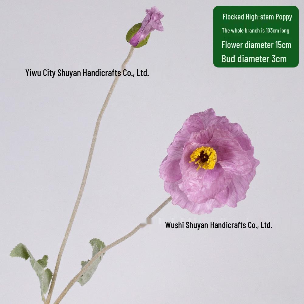 Large Flocked Silk Poppy Artificial Flower for Home or Venue Decoration, Floor Standing Prop