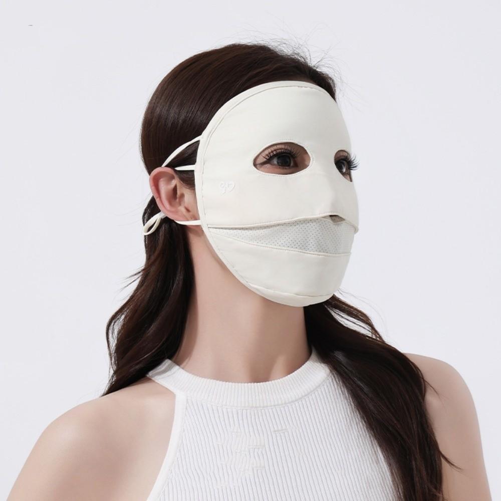 

Breathable Ice Silk Mask Elastic Sunscreen Mask Fashion Full Face Mask Women бежевий