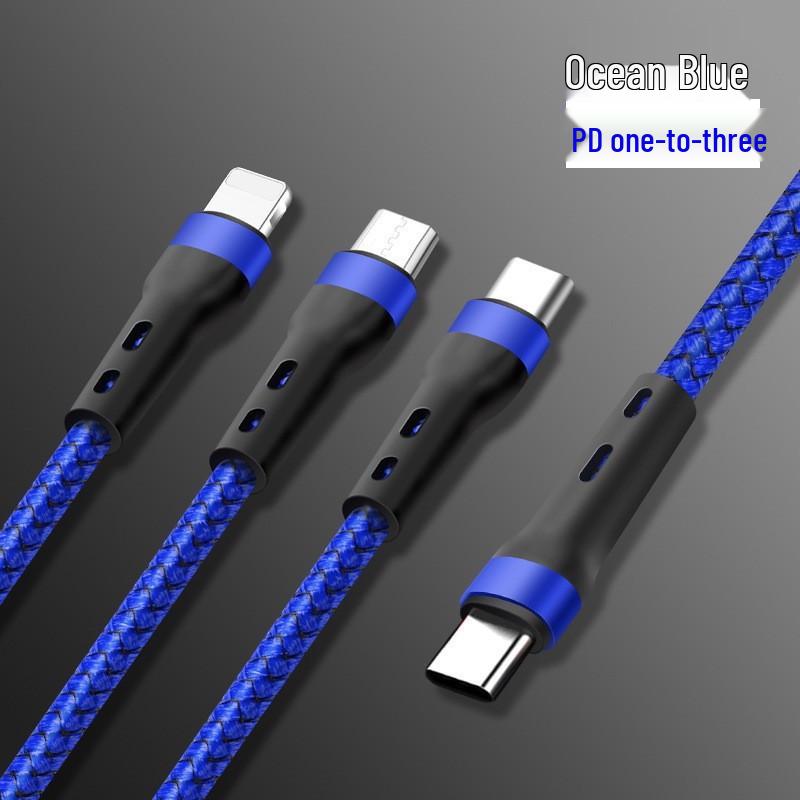 PD100W 3-in-1 Fast Charging Cable for iPhone 15, Android, and LeEco Devices