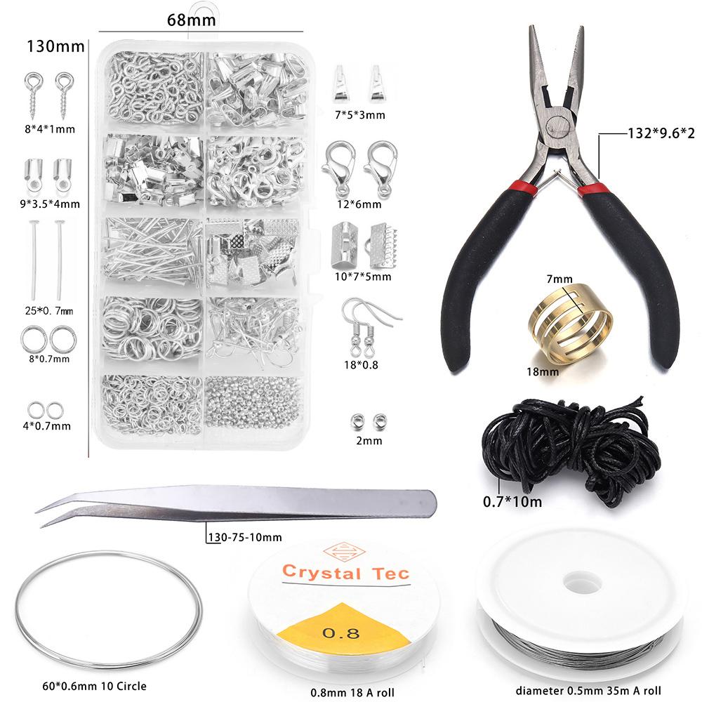1040pcs/Box Alloy Accessories Kits Jewelry Findings Set Jewelry Making Tools Jump Rings Earring Hook Jewelry Making Supplies Kit