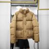 Women's Oversized Cropped Stand Collar Padded Jacket, Casual Zip Up Puffer Coat, Korean Style European American Winter Outerwear for Petite