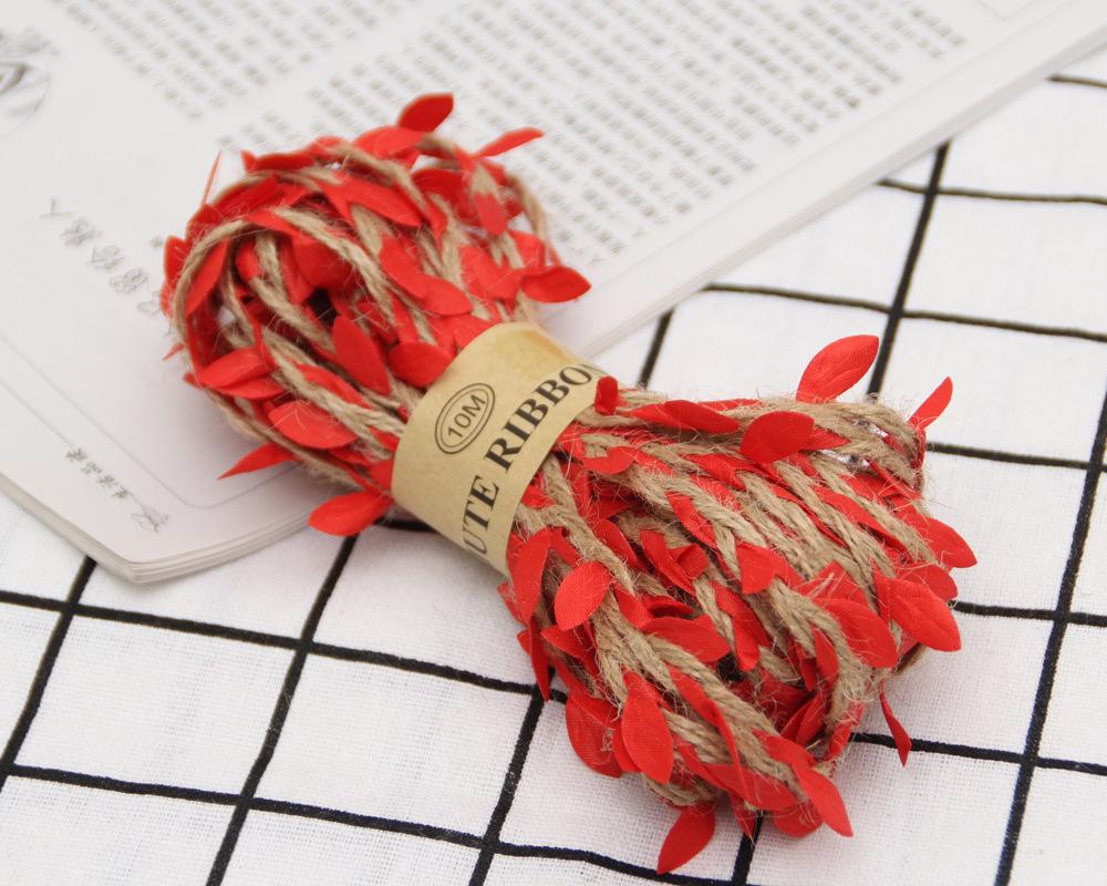 10M Simulation Green Leaves Weaving Hemp Rope DIY Wedding Birthday Wedding Decoration Rattan Gift Bouquet Packaging Rope
