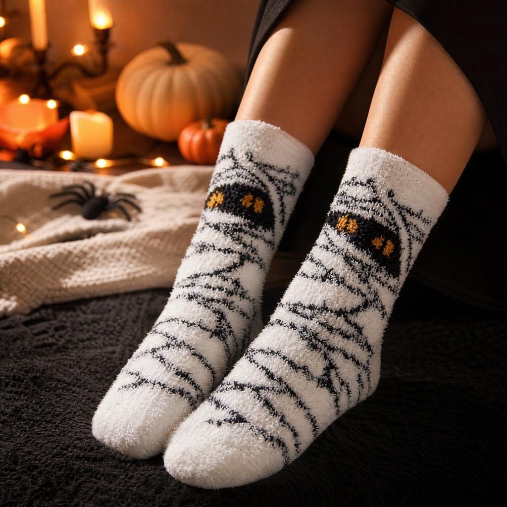 Unisex Halloween Lustige Dicke Warme Mittelhohe Socken für Herbst Winter - Neuartige Süße Socken