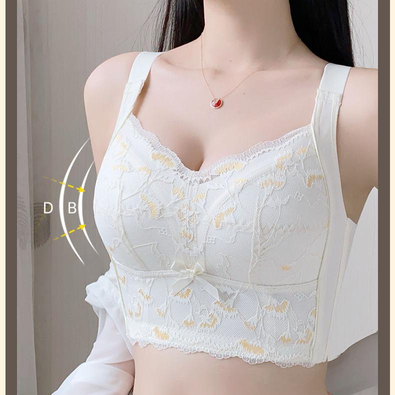 Thin and Adjustable Lingerie for Women with Gathered Breasts and Top Support To Prevent Sagging Large Size Full Cup White Bra