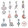 925 Silver Robot Pendant Rotatable Ruby Charms Jewelry Making For Bracelet Diy Ladies Jewelry Lovers Gifts