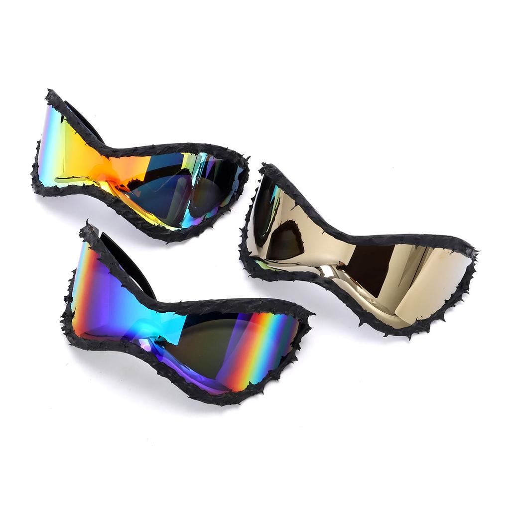 YK futuristic fashion big frame sunglasses personalized punk sports goggles festival party Epoxy sunglasses YK