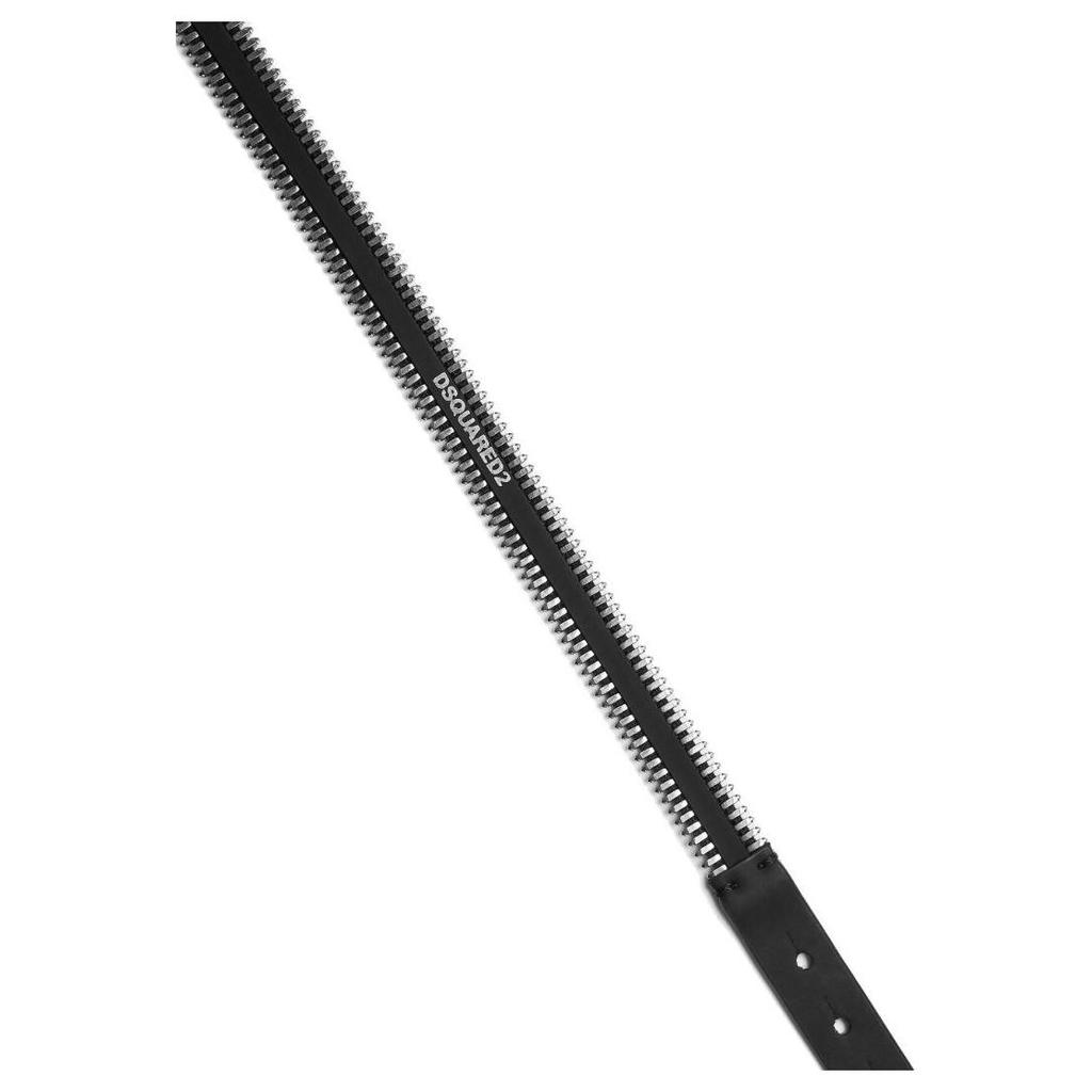 Dsquared2 Logo Print Calfskin Necklace Women necklace Black NEW0291015077172124