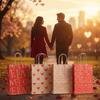 10Pcs Creative Kraft Paper Gift Bags Large Capacity with Handles Love Print Handbag Storage Bag Valentine Day Festival Supplies