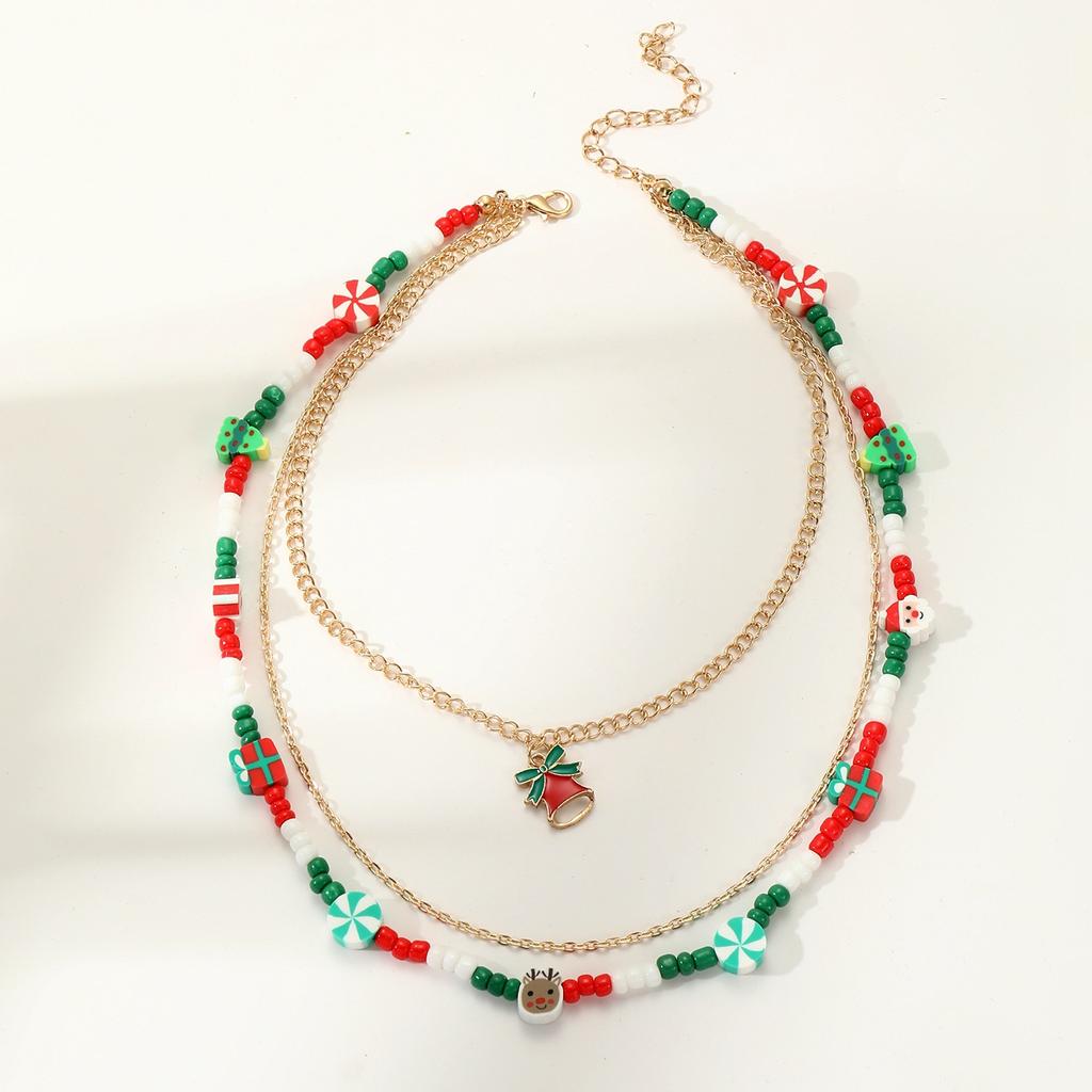Christmas Ornaments Dripping Oil Christmas Multi-Layer Necklace Bead Chain Mixed And Matched Personalized Items