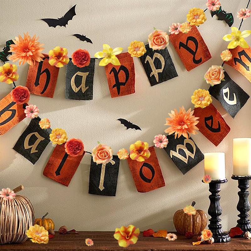 Orange Artificial Rose Flowers Silk Fake Flowers for Home Decor Wedding Decoration Halloween Thanksgiving DIY Wreath Accessories