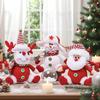 Red Santa Claus, Reindeer, and Snowman Christmas Ornament Set