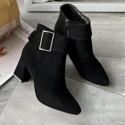 New Fashion Solid Color Shallow Zipper Winter All-match Metal Decoration Comfortable and Warm Short Fashion Boots Zapatos