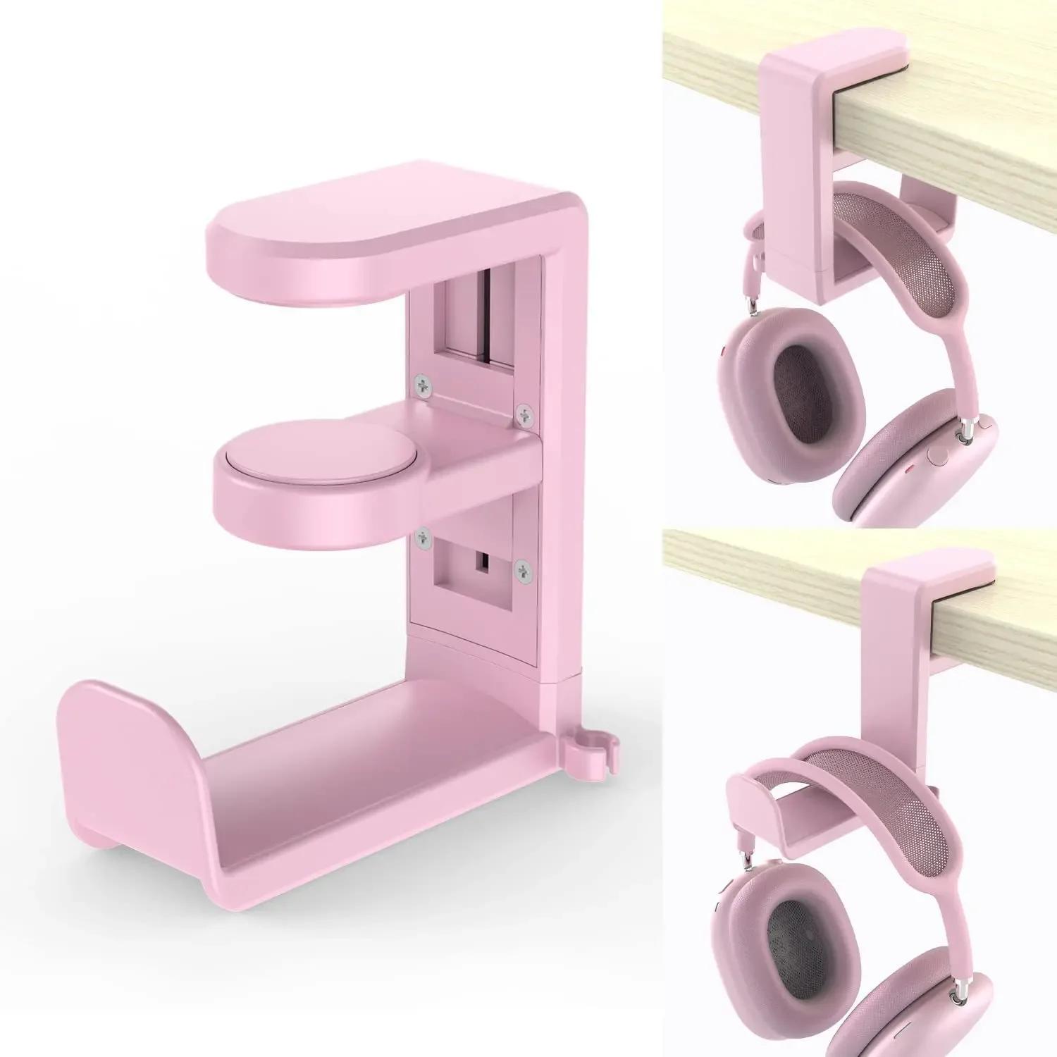 PC Gaming Headphone Stand Headset Hook Holder, Hanger Mount With Adjustable 360° Rotating Arm Clamp, Desk Mount Universal Bag
