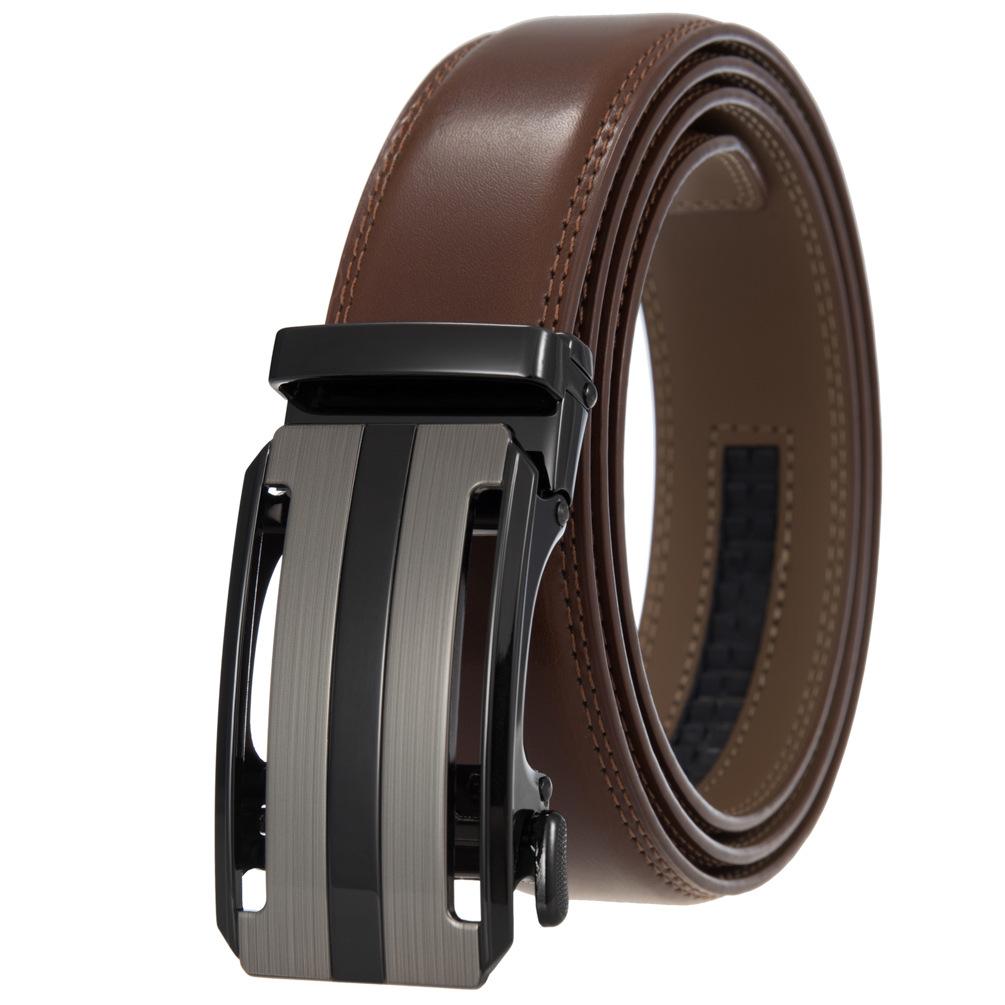 1Pcs Fashion Automatic Buckle Belt, Men'S Belt, Two-Layer Cowhide, Belt Belt Ly36-35409-1