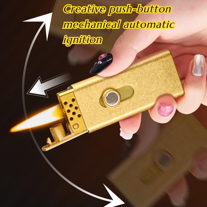 High-end Creative Push-button Mechanical Automatic Ignition Metal Lighter Gift Men's Cigarette Accessory