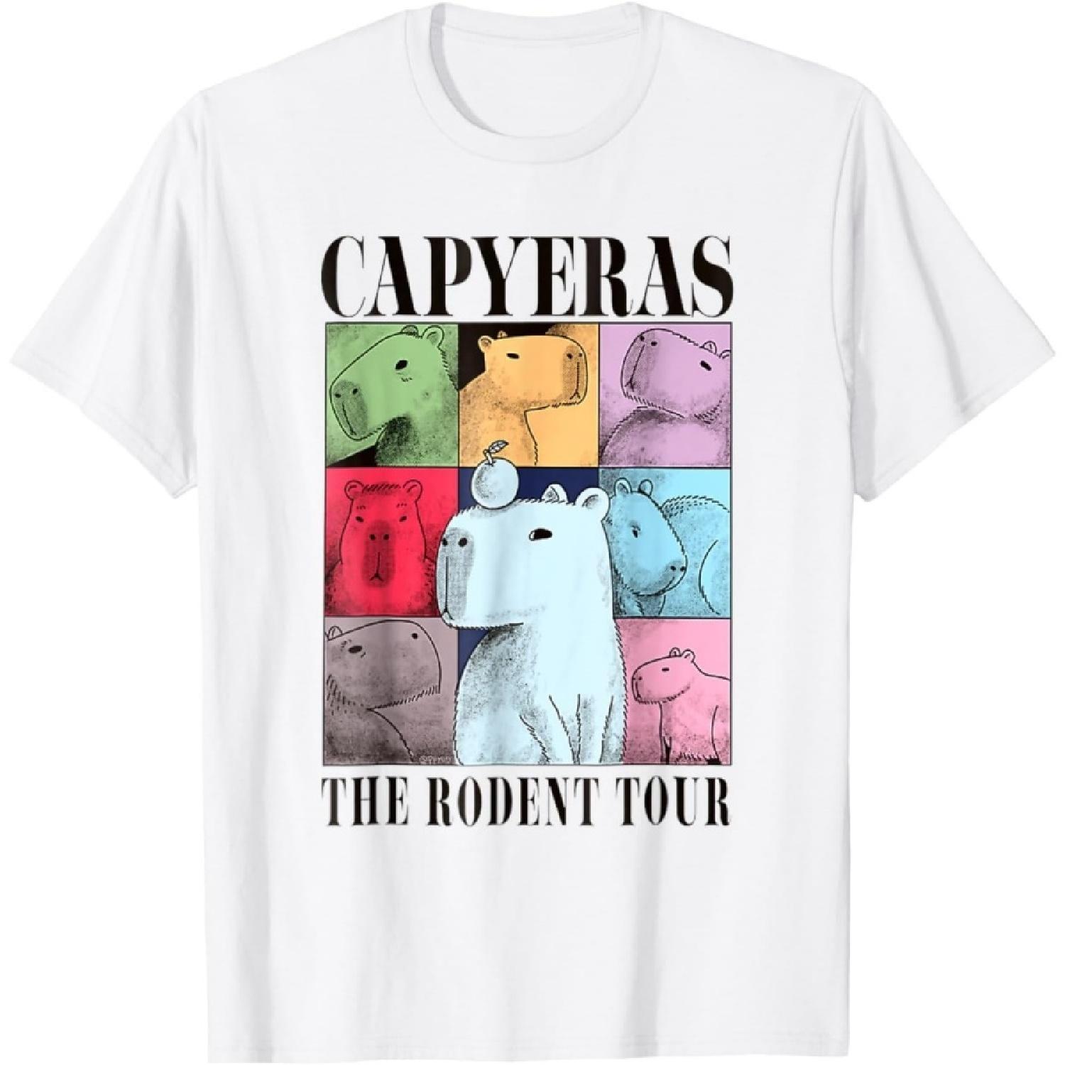 DAHONGZI Capyeras Funny Capybara Color Concert Tour Cute Animals T-Shirt XXXXXL белый