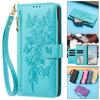 For XiaoMi 17T Pro 15T 14T 13T Leather Butterfly Flower Multi Card Zipper Wallet Card Phone Case Lanyard Flip Purse Holder Cover