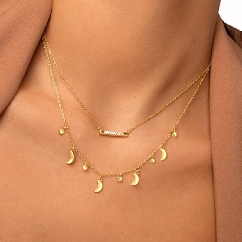 S925 Sterling Silver Trend Fashion Personality Light Luxury Style Strip Necklace Collarbone Chain