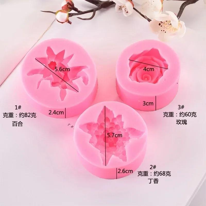 3D Lilac Rose Lily Creative Shape Fondant Silicone Mold Gypsum Cake Decor DIY Chocolate Baking Tools Soap Molds Accessories