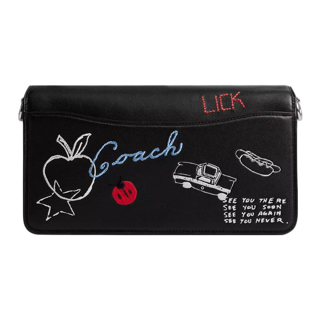 Coach Tabby Skizzenprint Leder Schulter Crossbody Handtasche Mittel Damenhandtaschen Silber Schwarz CBA26-LHBLC