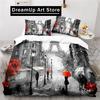 Torre Eiffel França Paris Conjunto de Cama Meninos Meninas Tamanho Solteiro Queen Retrô Vermelho Capa de Edredom Fronha Cama Crianças Adulto