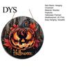 Autumn Atmosphere Hanging Ornament Halloween Wooden Door Hanger Sign, Flame Pumpkin Maple Leaf Printed Round Plaque, Hemp Rope Decor Waterproof