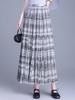 Elegant Spring 2026 Plaid Pleated A-line Skirt with Wide Hem