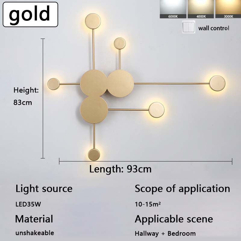 

Скандинавский современный светодиодный простой настенный светильник для гостиной, прикроватная лампа для спальни, декоративные настенные светильники и фонари Beidou three-colored light