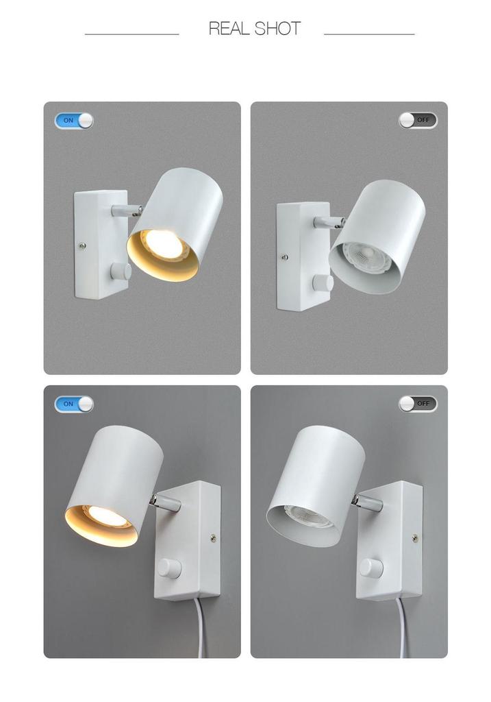 Adjustable Angle Modern Minimalist Bedside Wall Lamp with GU10 Spotlight for Living Room