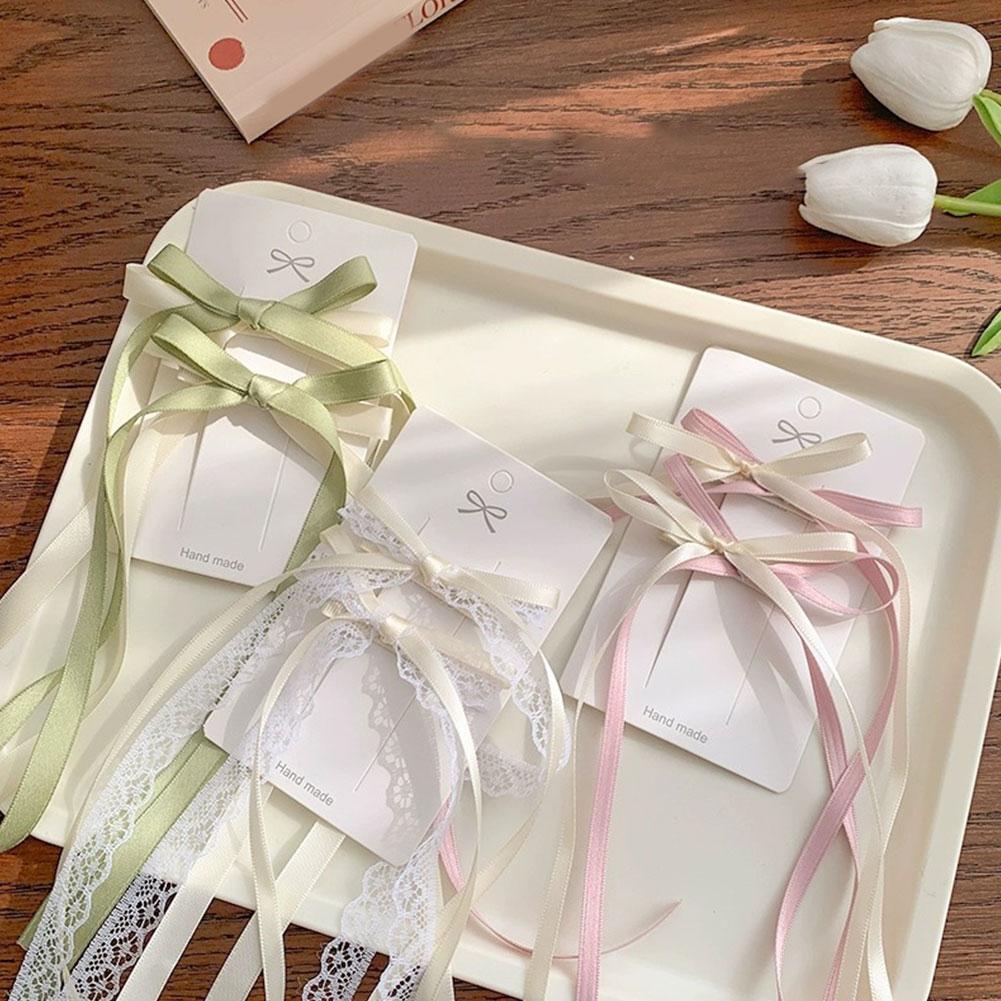 

Корейский кружевной кремовый белый бант-лента заколка для волос для женщин пуля рваная головной убор зажим сбоку новый S E5K1