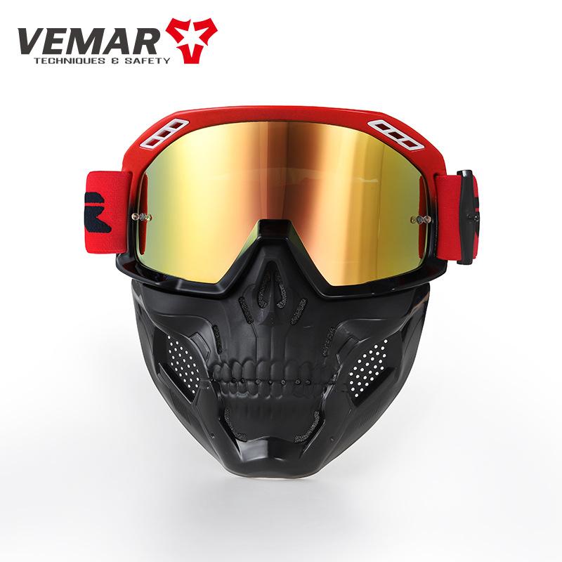 VEMAR Helmet goggles motorcycle3/4Detachable goggles with off-road face shield, dustproof and windproof motorcycle goggles