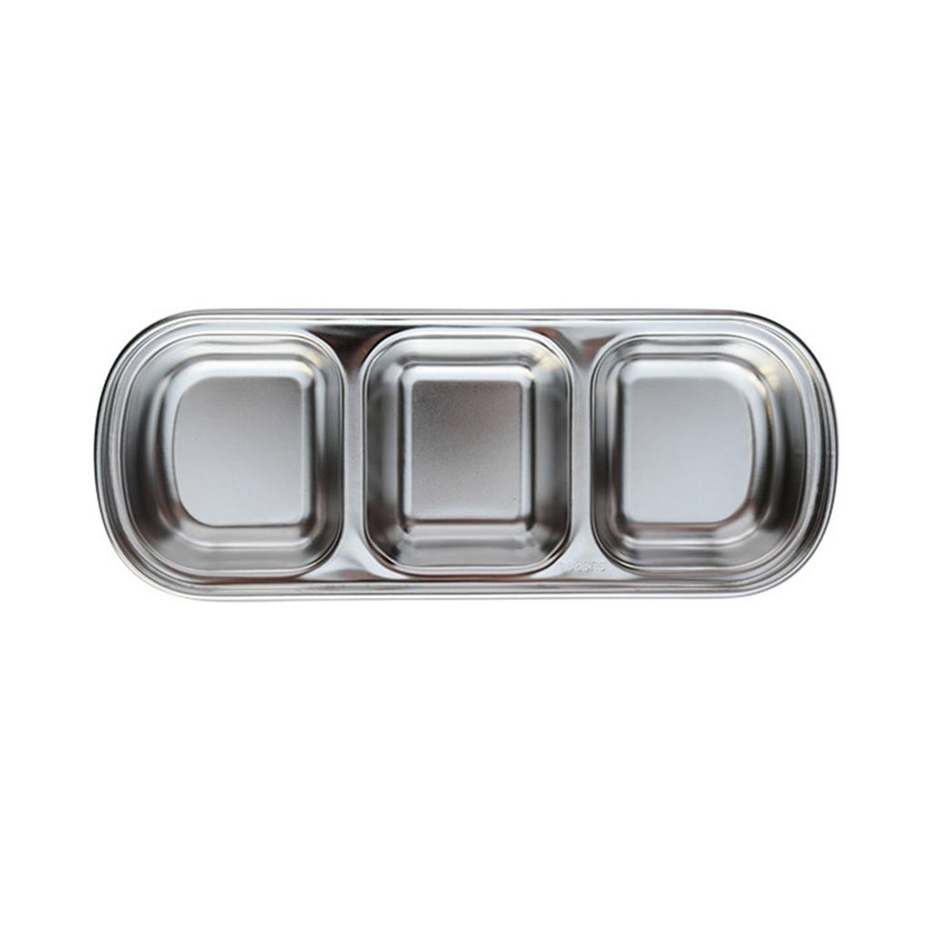 Stainless Steel Seasoning Dish Dipping Bowl Soy Sauce Dish Condiment Tray Square Barbecue Snack Plate Kitchen Tableware