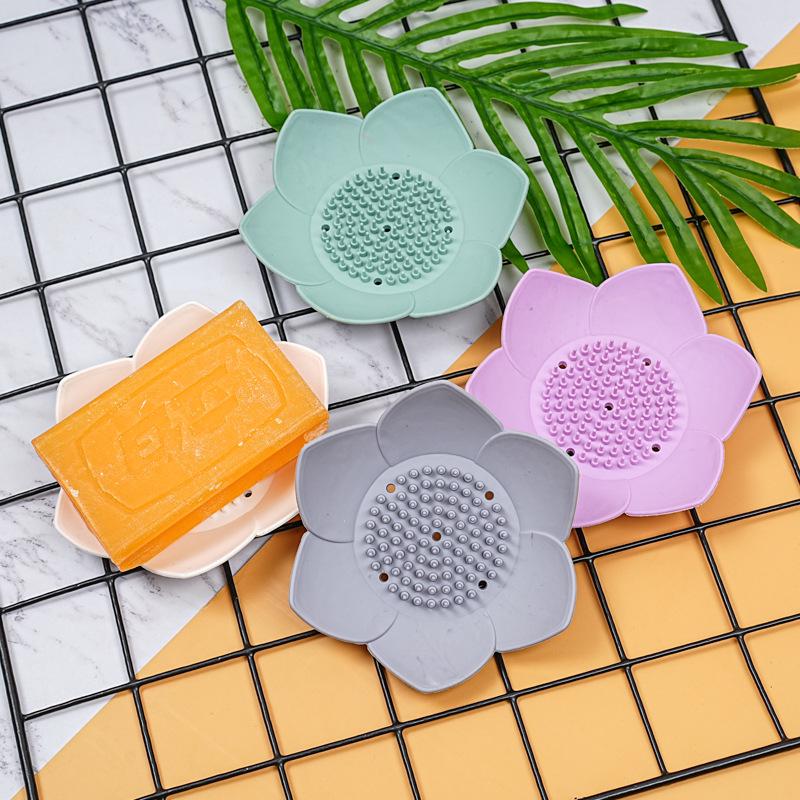 New Lotus 3D Flower Silicone Soap Dish - Punch-Free Bathroom Storage Rack