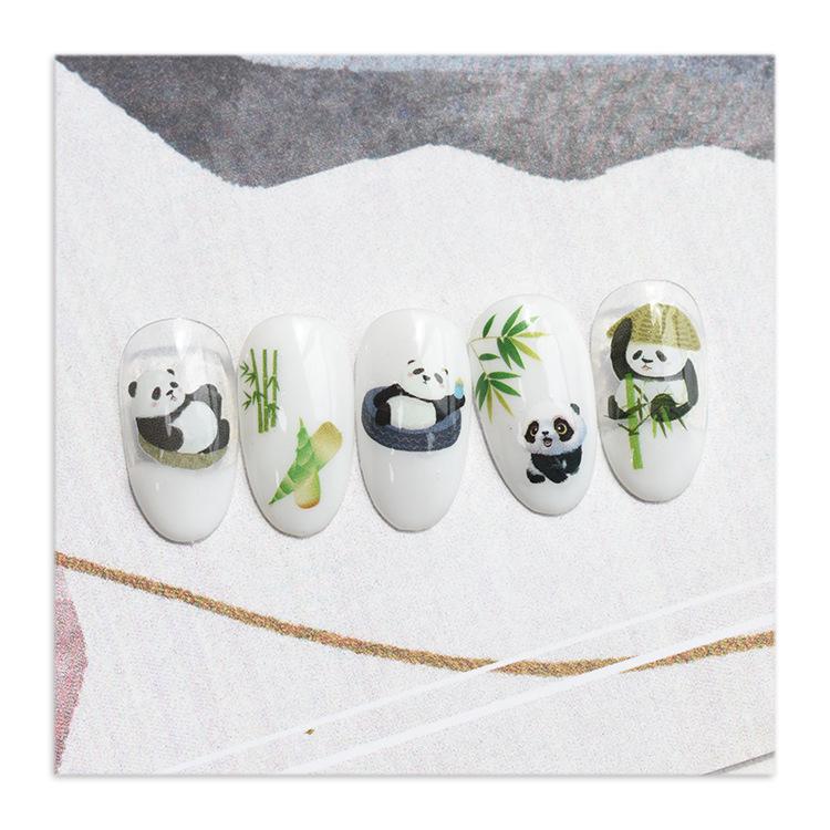 3D Národní styl Panda & Bambusové samolepky na nehty