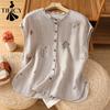 Women's Fashion Casual Summer Spring Flower Print Sleeveless O-Neck Blouses & Shirts