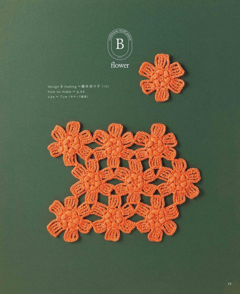 Crochet Continuous Motif Pattern (applemints) That Can Be Knitted Without Cutting the Yarn