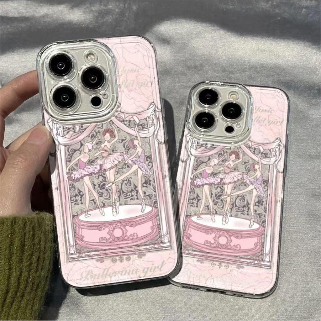 Drop-Proof Transparent Phone Case for iPhone 14 with Ballet Music Box Design