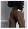 Coffee Brown Women's High-Waisted Velvet-Lined Loose Jeans - Winter 2025 Harajuku Style Trousers