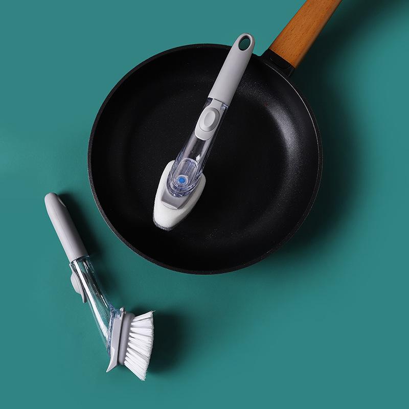 2475 Brush Pots and Dishes, Wash Dishes, Kitchen Household Long Handle Cleaning Wipe Lazy Detergent, Automatically Add Liquid To Wash Pots, Brush