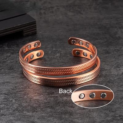 Magnetické náramky Ikuinen z čisté mědi, nastavitelné 8mm náramek s manžetou s vysokým magnetem, Vintage šperky pro ženy, možnost změny velikosti